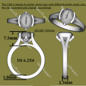 Doveggs solitaire engagement ring semi-mount only(Exclusively to DovEggs Stones)