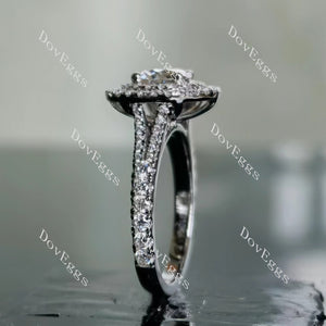 Doveggs round halo pave moissanite engagement ring