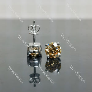 Doveggs 1ct/per round 2cttw Champagne color sterling silver moissanite earrings