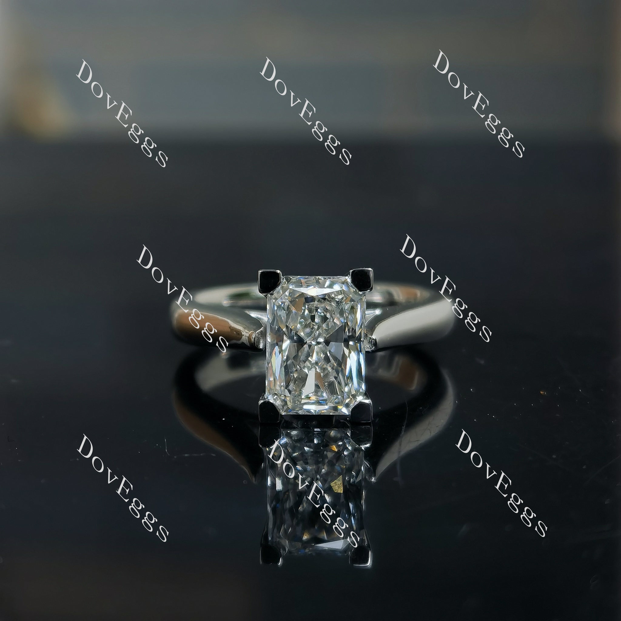 Doveggs Pave Radiant Lab Grown Diamond Engagement Ring