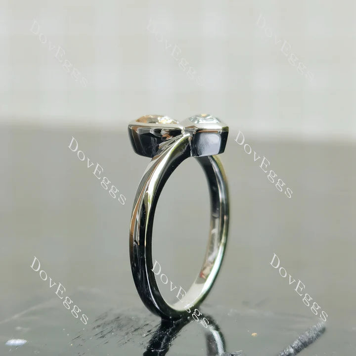 Doveggs pear bezel two stones engagement ring semi-mount only(Exclusively to DovEggs Stones)