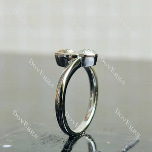 Doveggs pear bezel two stones engagement ring semi-mount only(Exclusively to DovEggs Stones)