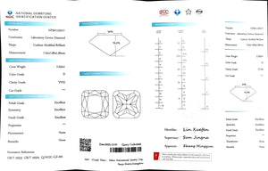 Doveggs 2.555ct cushion D color VVS2 Clarity Excellent cut lab diamond stone(certified)