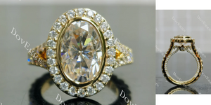 Doveggs bezel halo split shanks 3/4 eternity engagement ring semi-mount only(Exclusively to DovEggs stones)