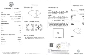 (size 4.5）Doveggs 14k yellow gold 2.065ct cushion E Color VS1 Clarity Excellent cut lab diamond ring(certified)