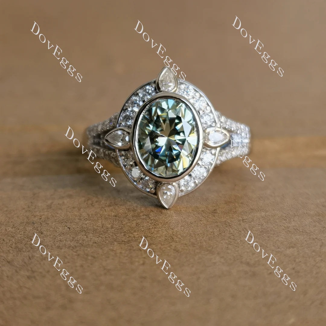 Doveggs oval halo engagement ring semi-mount only(Exclusively to DovEggs Stones)