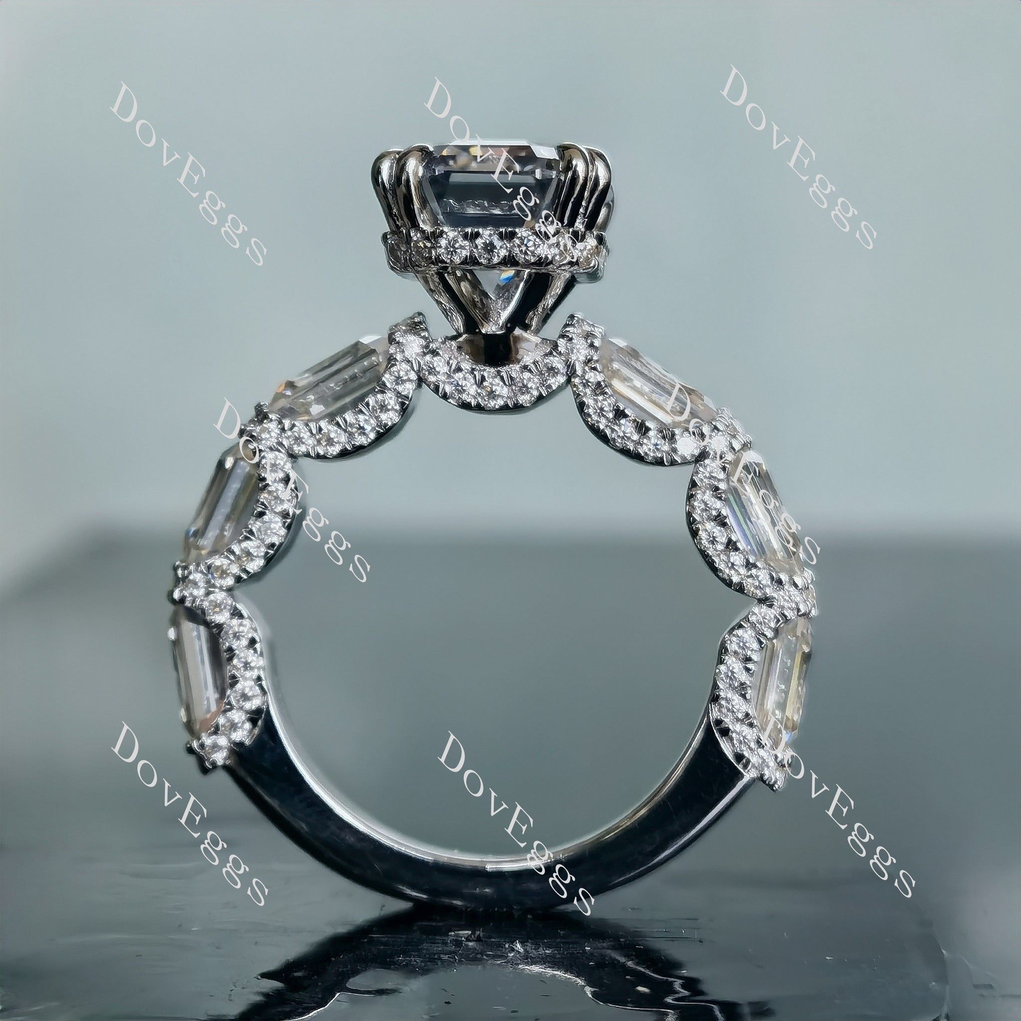 The Harlow elongated krupp cut stardust grey moissanite engagement ring (engagement ring only)