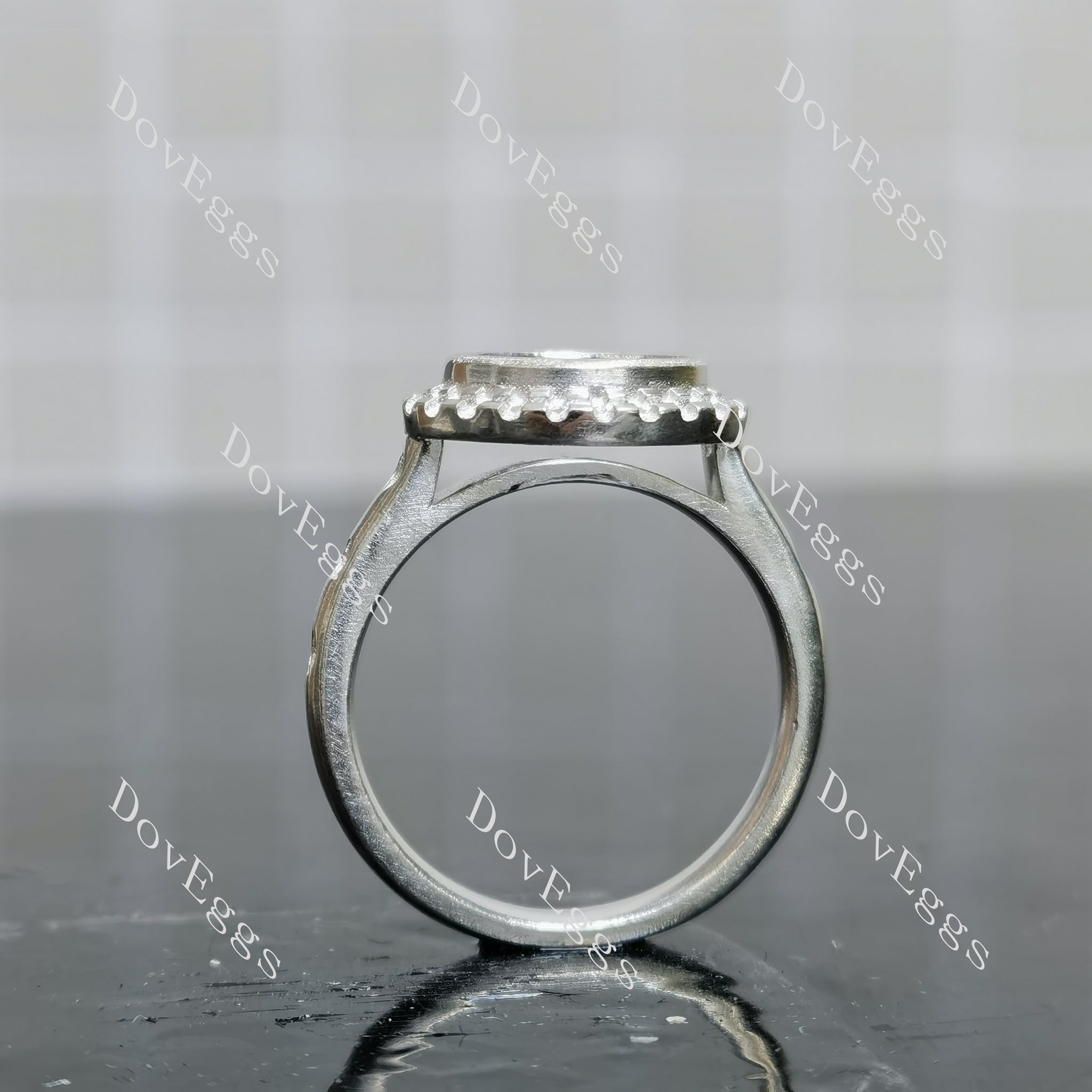 Doveggs bezel halo engagement ring semi-mount only(Exclusively to DovEggs Stones)