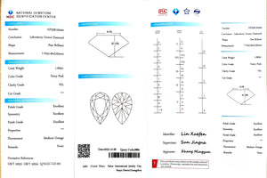 Doveggs 1.00ct pear VS Clarity Excellent Cut pink lab diamond stone(certified)