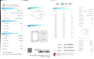 Doveggs 3.258ct Emerald D color VS1 Clarity Excellent cut lab diamond stone(certified)
