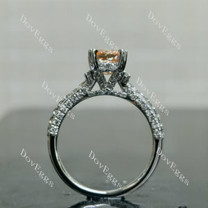 Doveggs Cushion Pave Half Eternity Pink Lab Grown Diamond Engagement Ring