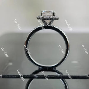 DovEggs flower shape half eternity pave engagement ring only semi-mount only(Exclusively to DovEggs Stones)