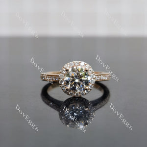 Doveggs Round Halo Half Eternity Lab Grown Diamond Engagement Ring