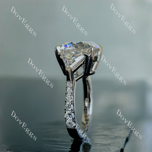 Doveggs cushion three stones pave moissanite engagement ring