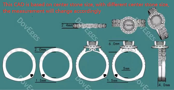 DovEggs halo engagement ring only semi-mount only(Exclusively to DovEggs Stones)
