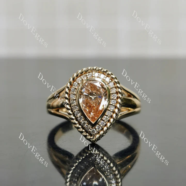 DovEggs bezel Halo Split Shanks engagement ring semi-mount only(Exclusively to DovEggs Stones)