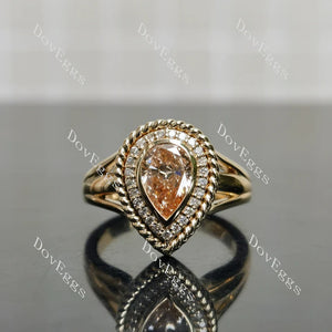 DovEggs bezel Halo Split Shanks engagement ring semi-mount only(Exclusively to DovEggs Stones)