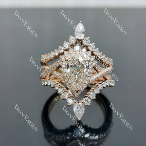 Doveggs Marquise Halo 3/4 Eternity Lab Grown Diamond Engagement Ring