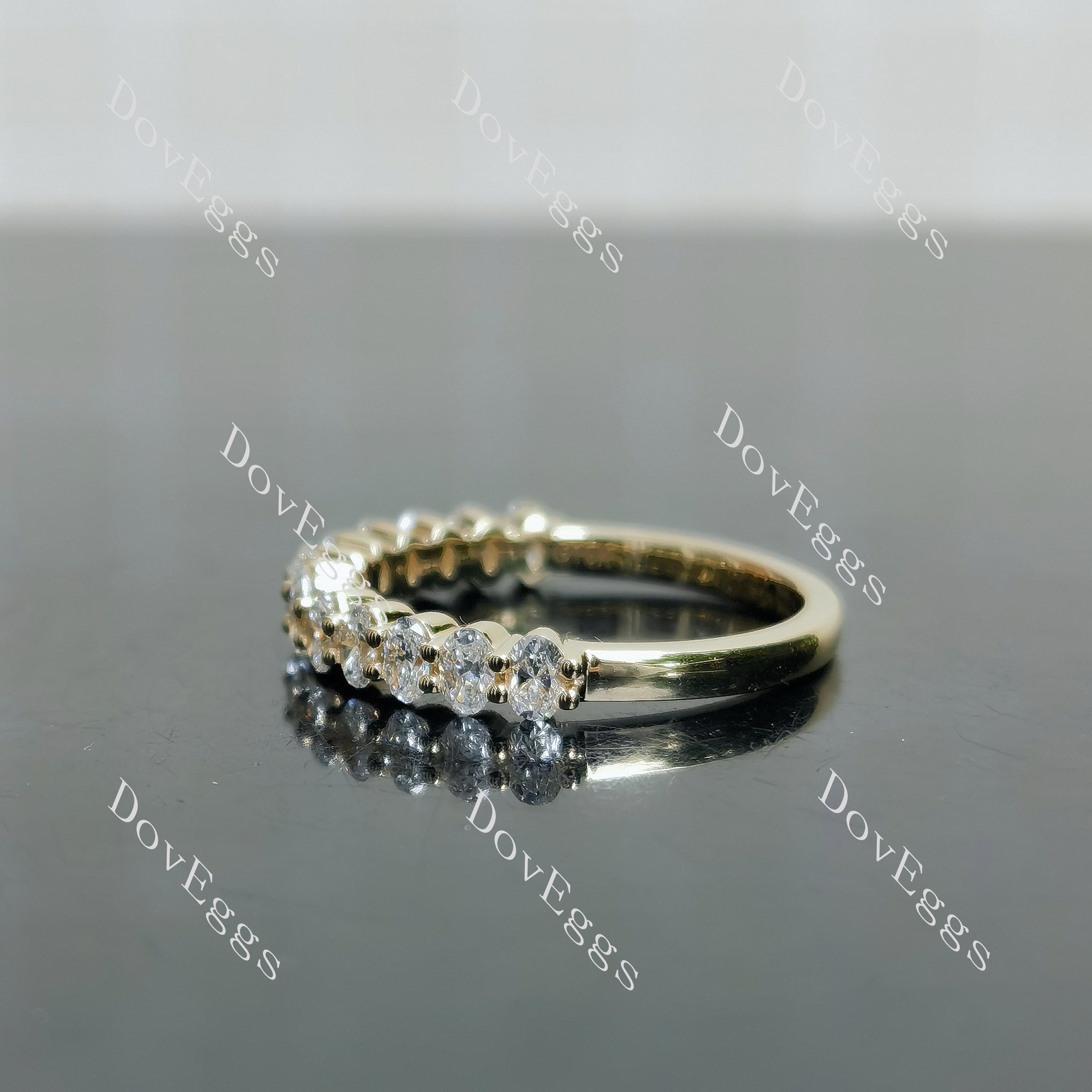 Doveggs oval half eternity pave moissanite/lab grown diamond wedding band-1.9mm band width