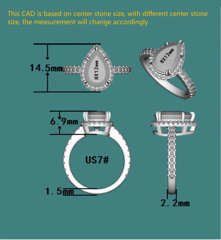 DovEggs half eternity halo engagement ring semi-mount only(Exclusively to DovEggs Stones)