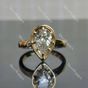 Doveggs Pear Pave Solitaire Lab Grown Diamond Engagement Ring