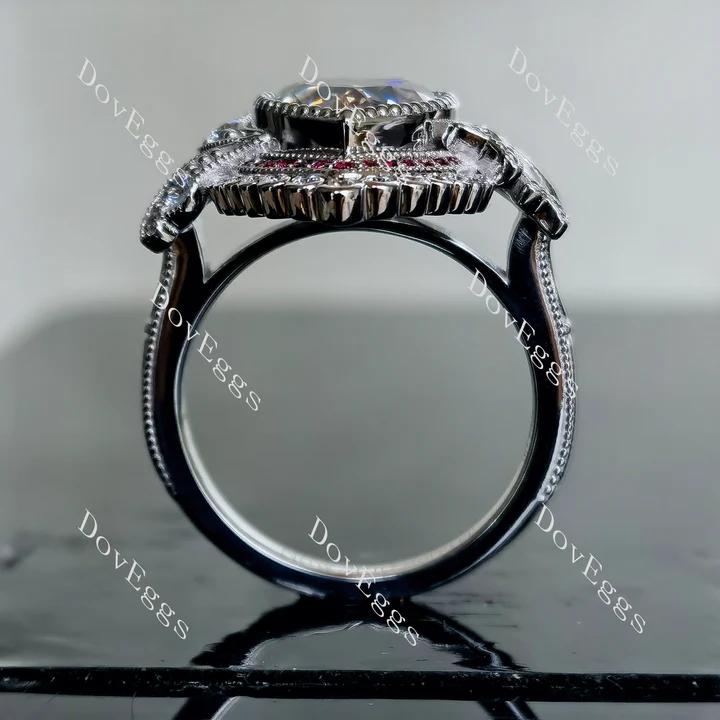 Doveggs art deco bezel engagement ring semi-mount only(Exclusively to DovEggs stones)