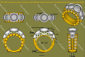 Doveggs bezel side stones engagement ring semi-mount only(Exclusively to DovEggs Stones)