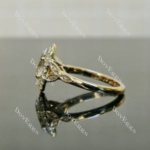 Doveggs marquise halo side stones art deco moissanite engagement ring