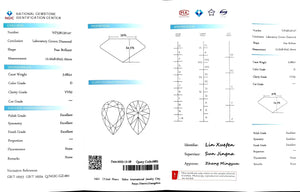 Doveggs 3.082ct pear D color VVS2 Clarity Excellent cut lab diamond stone(certified)