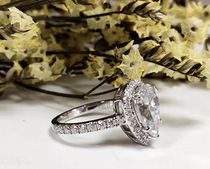 DovEggs half eternity halo engagement ring semi-mount only(Exclusively to DovEggs Stones)