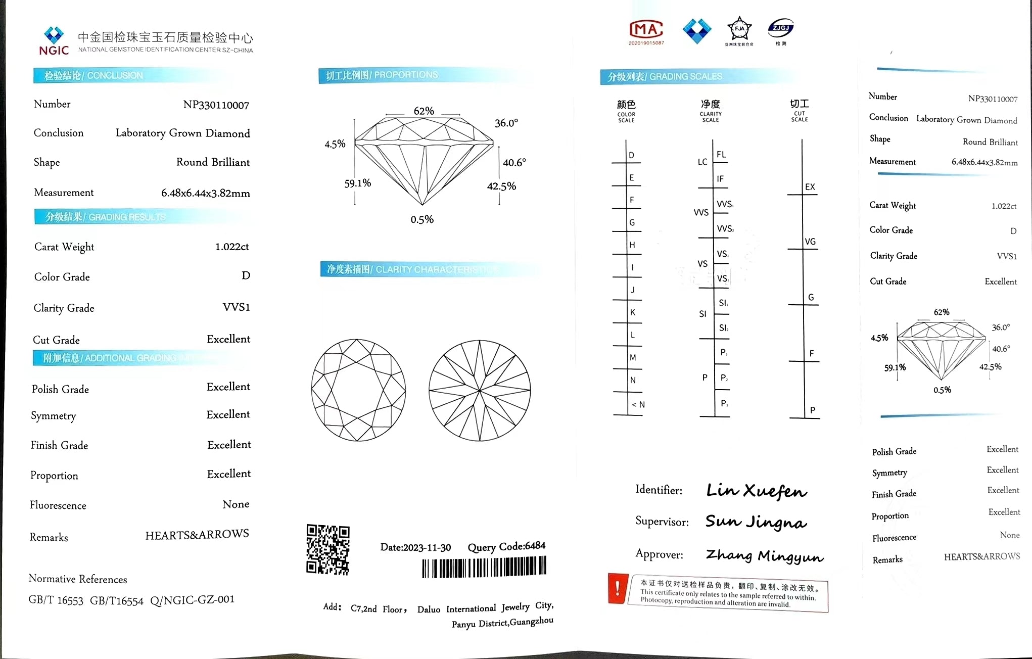 Doveggs 1.022ct round D color VVS1 Clarity Excellent cut lab diamond stone(certified)