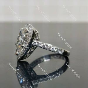 The Shana Rae pear vintage halo pave moissanite engagement ring