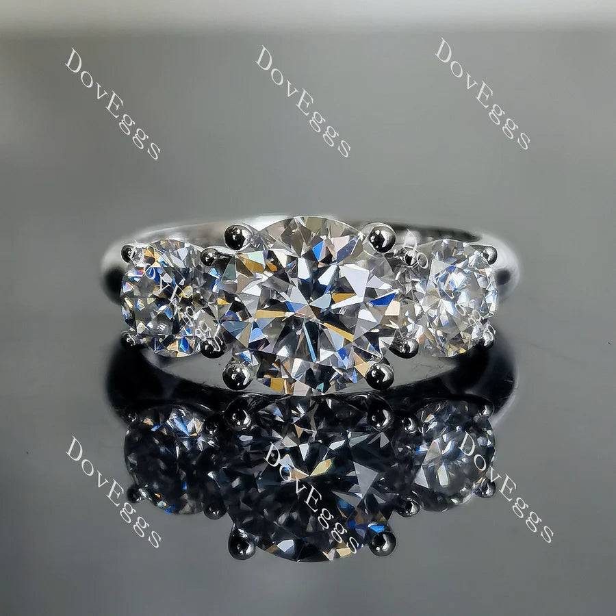 DovEggs three-stone engagement ring semi-mount only(Exclusively to DovEggs Stones)