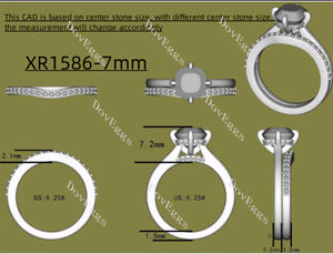 DoveEggs art deco engagement ring only semi-mount only(Exclusively to DovEggs Stones)