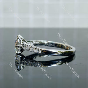 Doveggs Round Pave Half Eternity Lab Grown Diamond Engagement Ring