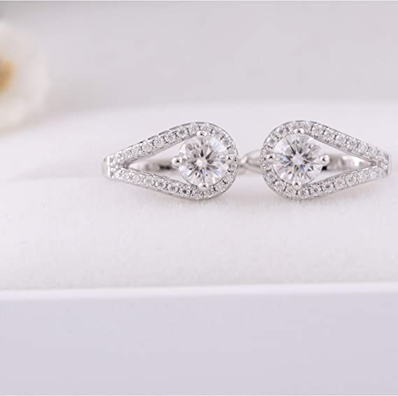 Doveggs 1ct round moissanite hoop earrings for women