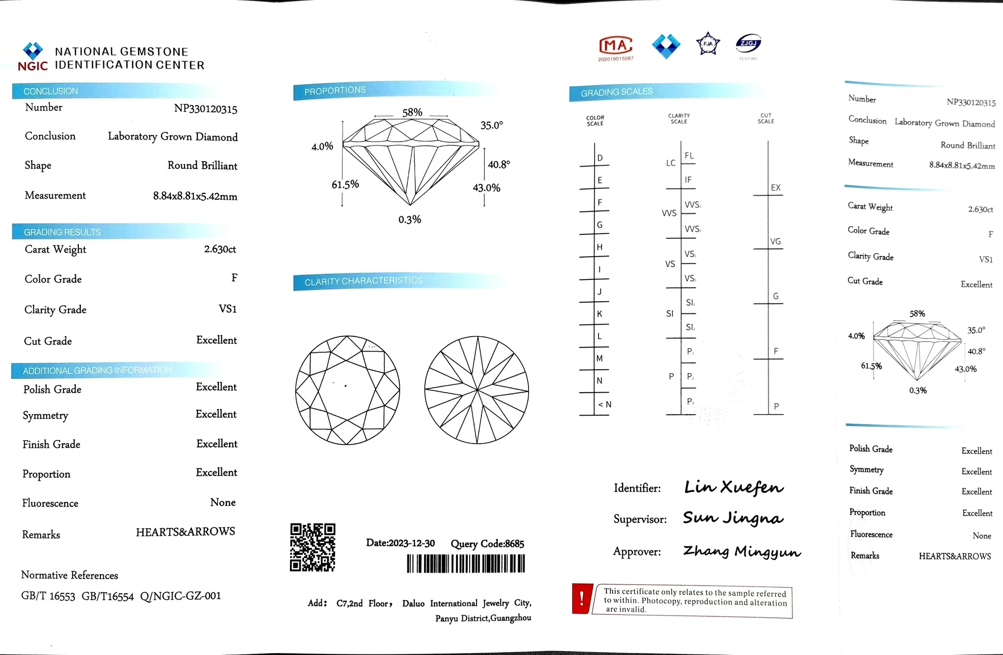 Doveggs 2.63ct round F color VS1 Clarity Excellent cut lab diamond stone(certified)