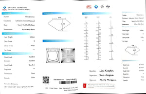 Doveggs 3.694ct princess E color VVS1 Clarity Excellent cut lab diamond stone(certified)