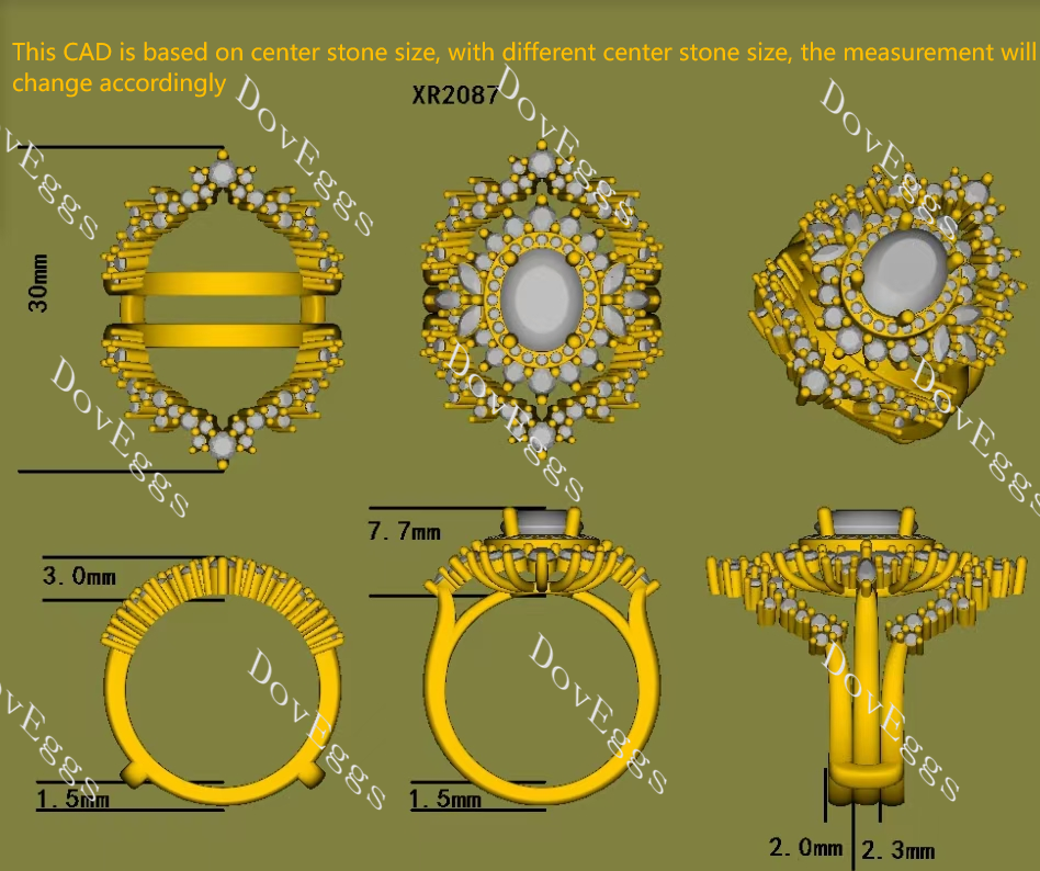 The Jessica oval halo vintage moissanite bridal set (2 rings)