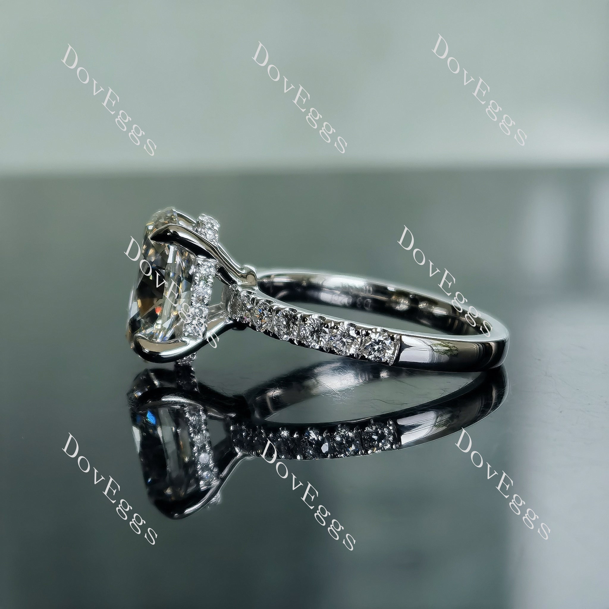 Doveggs Oval Pave Lab Grown Diamond Engagement Ring