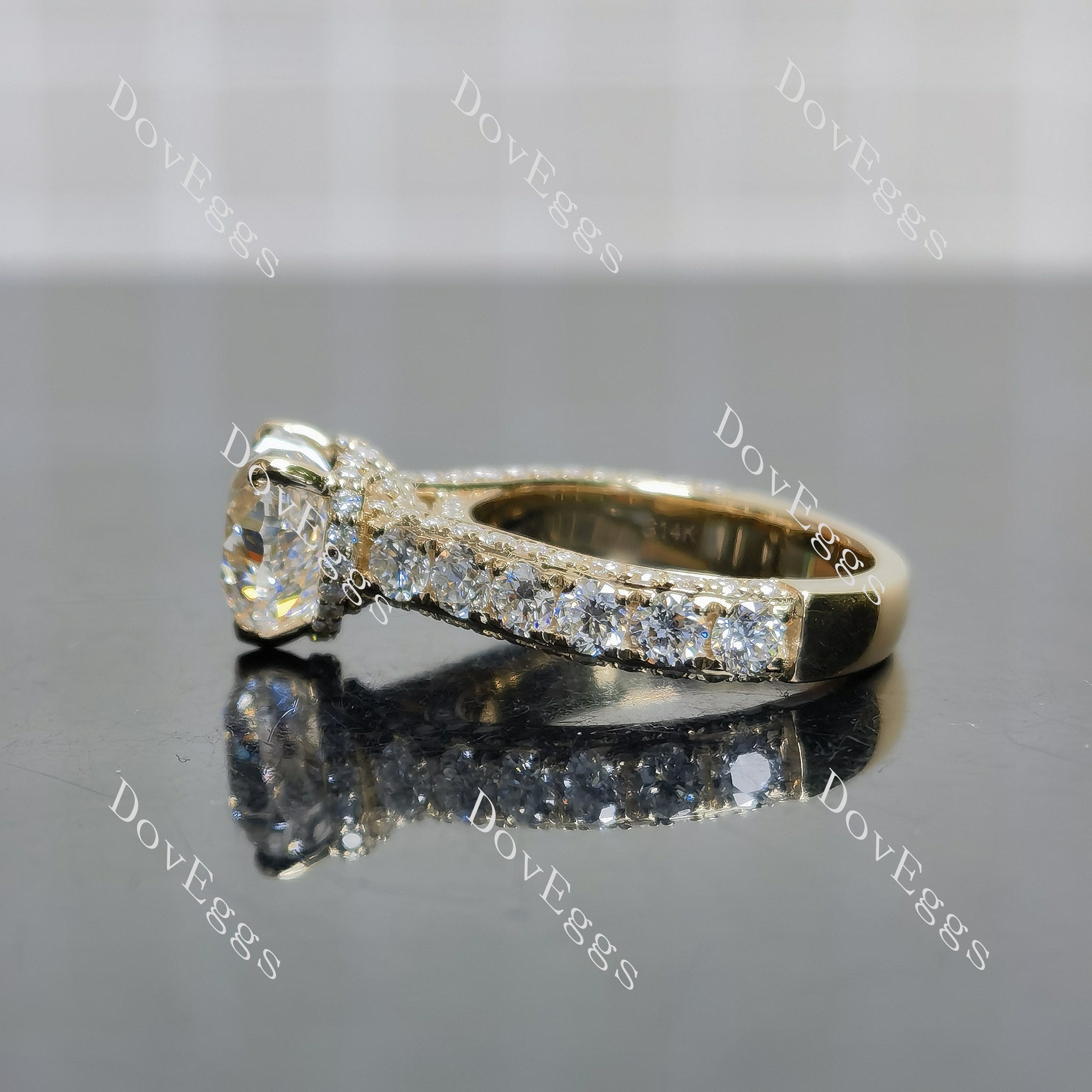 Doveggs heart pave vintage moissanite engagement ring(engagement ring only)