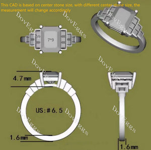 Doveggs art deco side stones engagement ring only semi-mount only(Exclusively to DovEggs Stones)