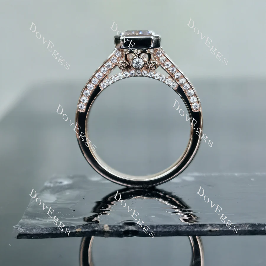 Doveggs bezel pave engagement ring semi-mount only(Exclusively to DovEggs Stones)