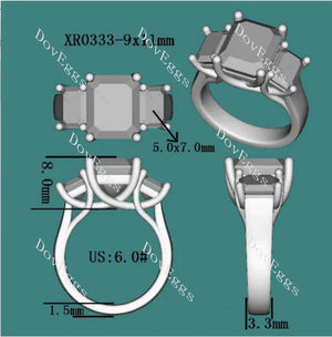 DovEggs three-stone engagement ring semi-mount only(Exclusively to DovEggs Stones)