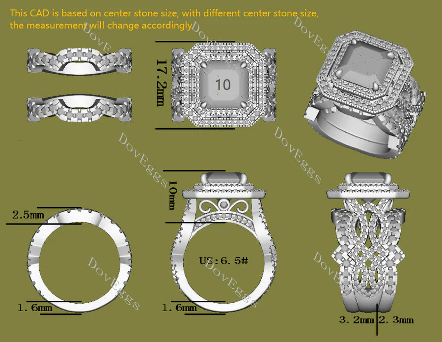 Doveggs double halo pave engagement ring only semi-mount only(Exclusively to DovEggs Stones)