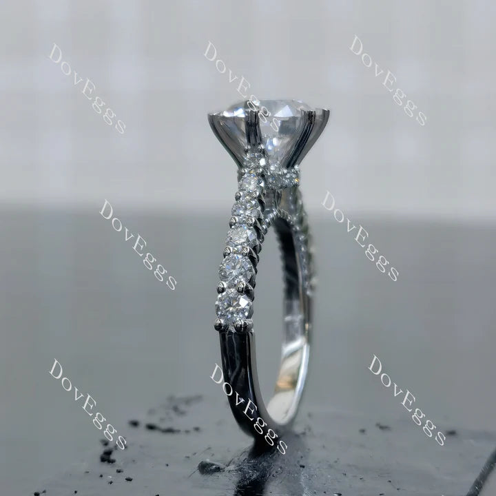 Doveggs half eternity pave engagement ring semi-mount only(Exclusively to DovEggs Stones)