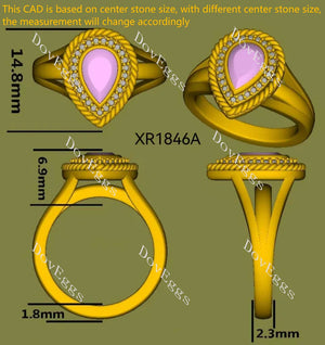 DovEggs bezel Halo Split Shanks engagement ring semi-mount only(Exclusively to DovEggs Stones)