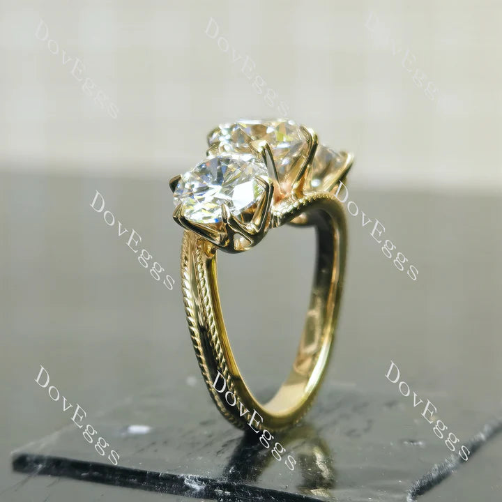 Doveggs three stones engagement ring semi-mount only(Exclusively to DovEggs Stones)