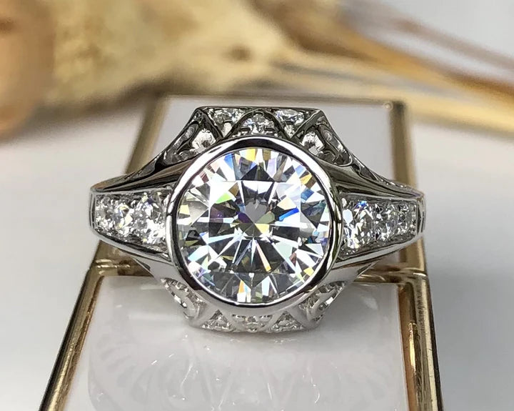 DovEggs round hollow out engagement ring only semi-mount only(Exclusively to DovEggs Stones)