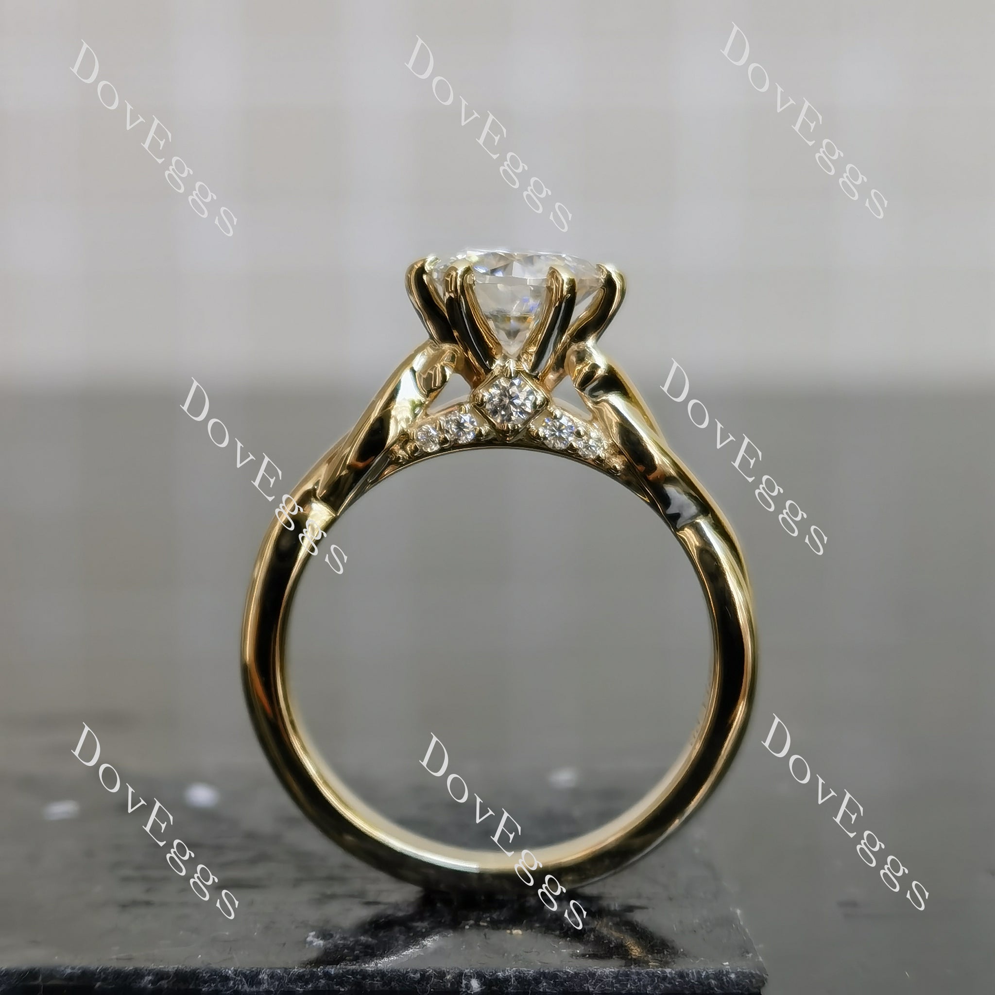 Doveggs curved vintage engagement ring only semi-mount only(Exclusively to DovEggs Stones)